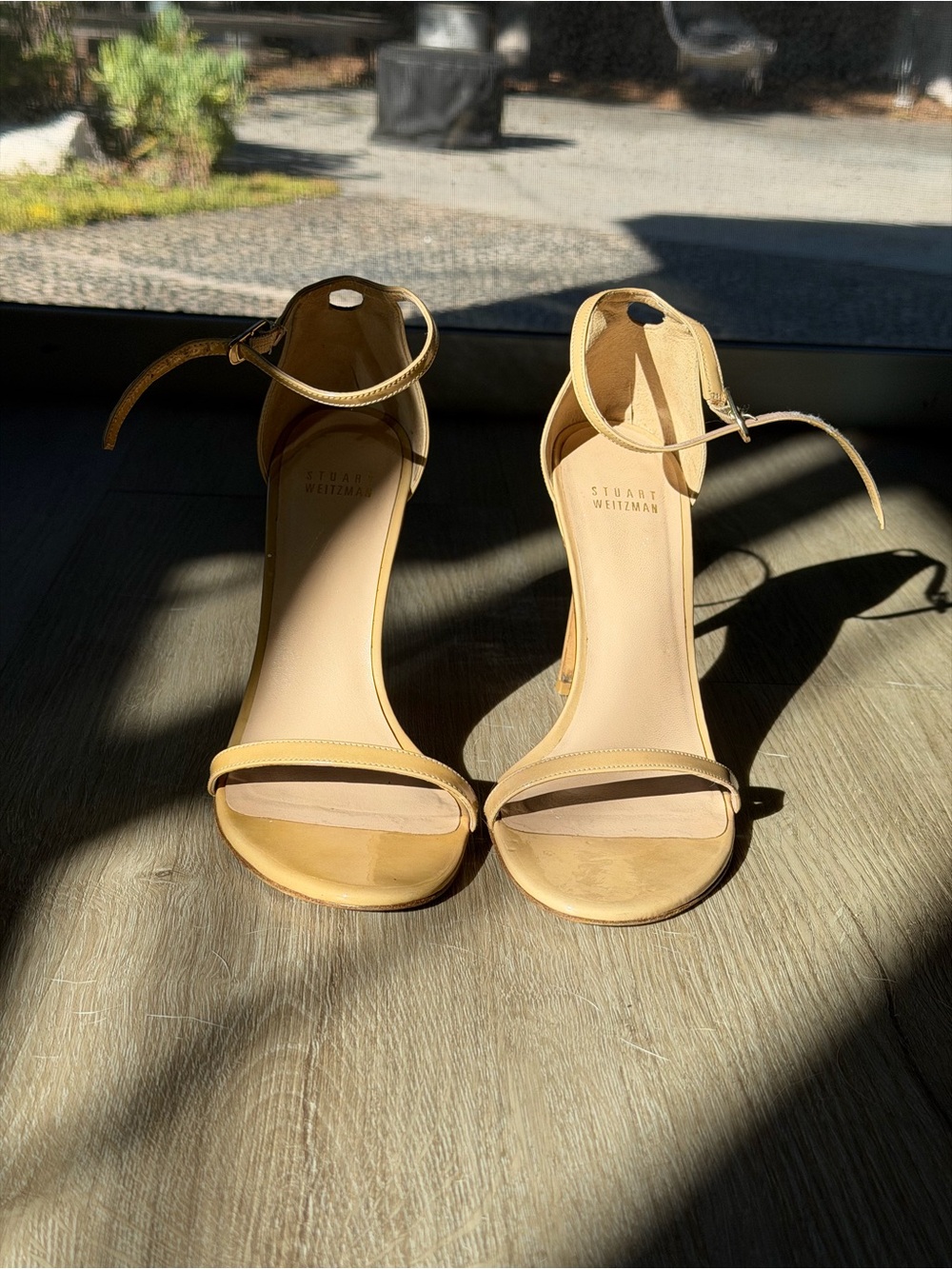 Stuart Weitzman Nude Ankle-Strap Heels
